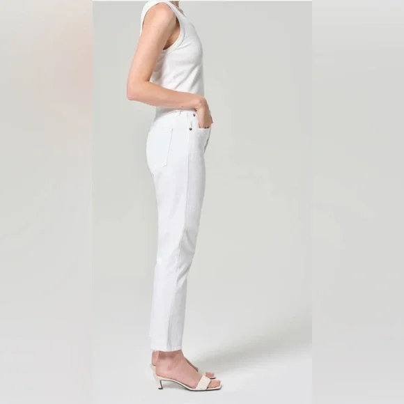 Agolde Riley High Rise Straight Crop White Size 25 Preppy Classic Vacay - Picture 3 of 8